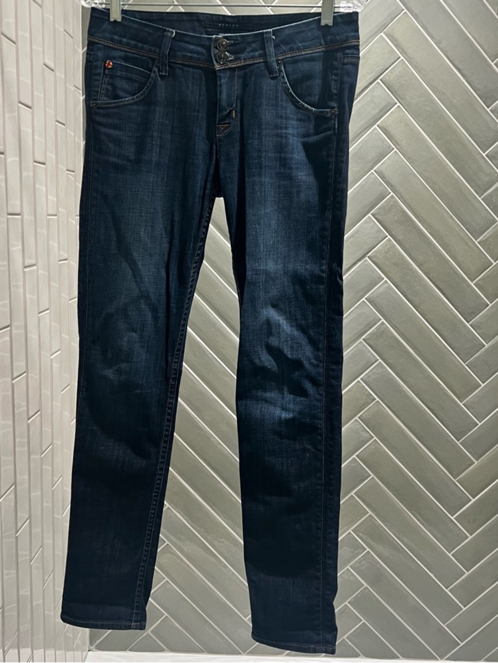 Hudson Low Rise Jeans Women’s Slim Straight Dark Blue Denim
